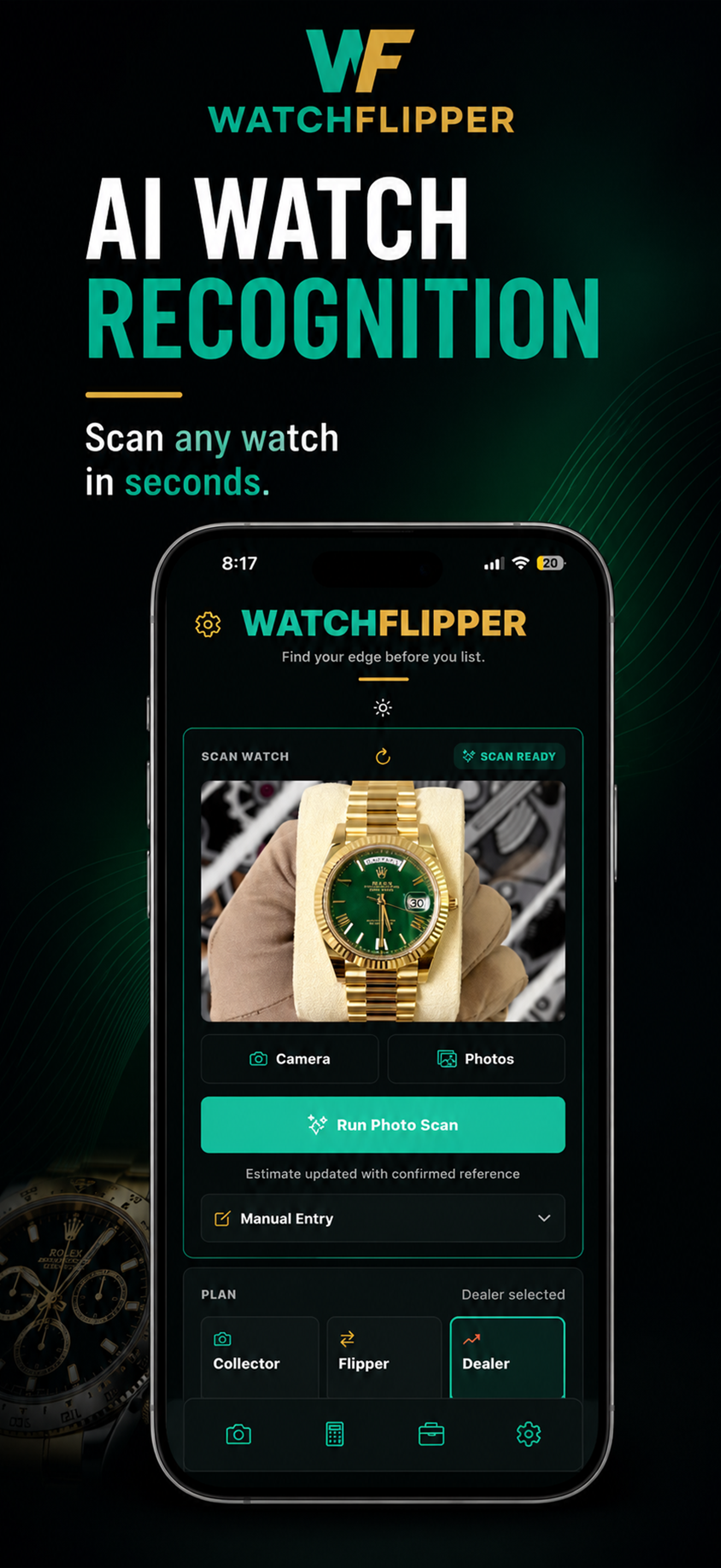 WatchFlipper AI watch recognition screen